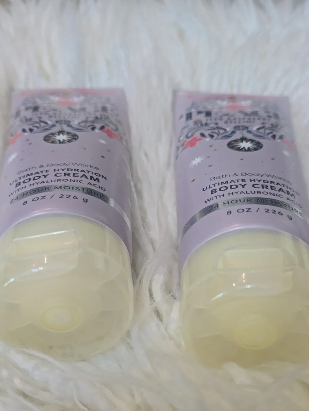 3 New Bath & Body Works Peace Iced Raspberry Bellini Body Creams. Retired Scent